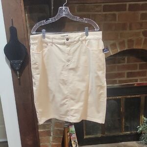 Chaps Cream Pencil Skirt for Women
